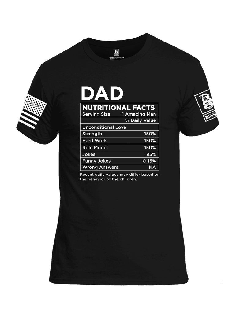 Battleraddle Dad Nutritional Facts White Sleeves Men Cotton Crew Neck T-Shirt