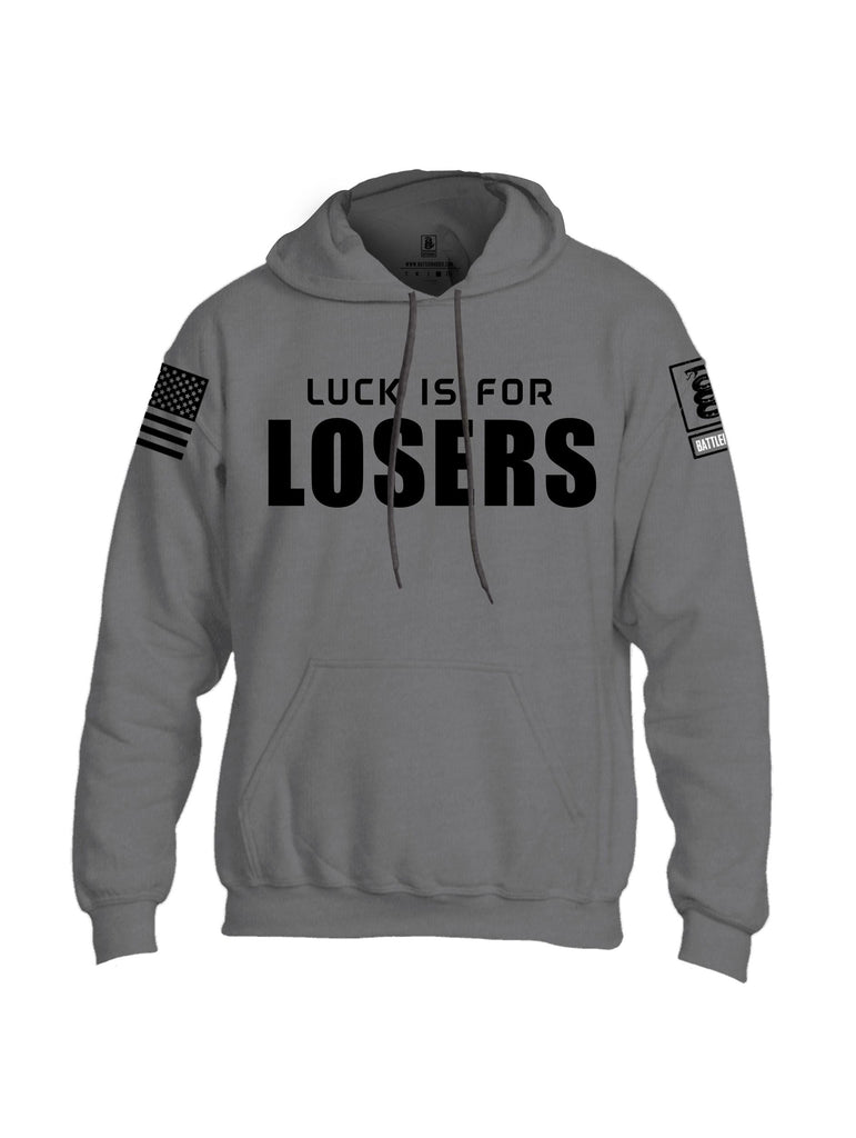 Battleraddle Luck Is For Losers Black Sleeves Uni Cotton Blended Hoodie With Pockets