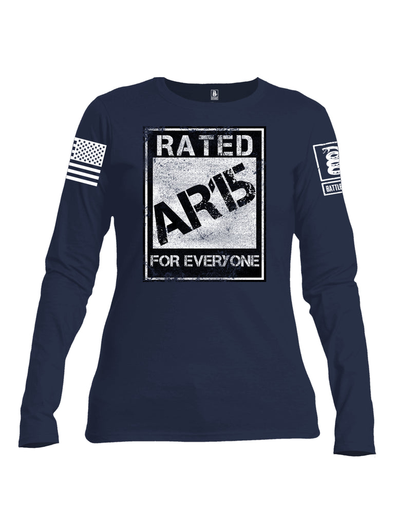 Battleraddle Rated Ar15 For Everyone  Women Cotton Crew Neck Long Sleeve T Shirt