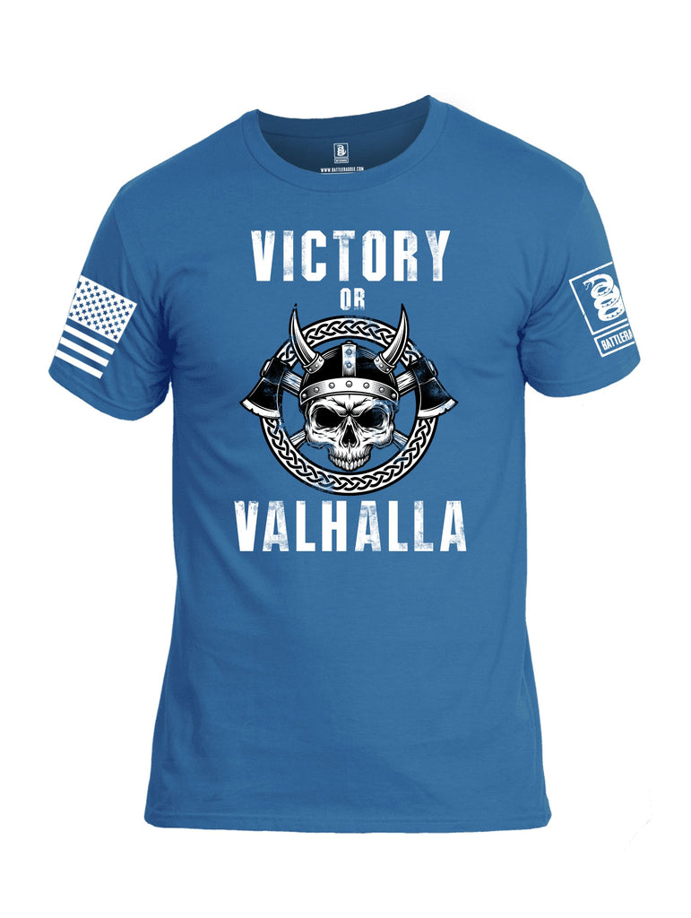Battleraddle Victory Or Valhalla White Sleeves Men Cotton Crew Neck T-Shirt
