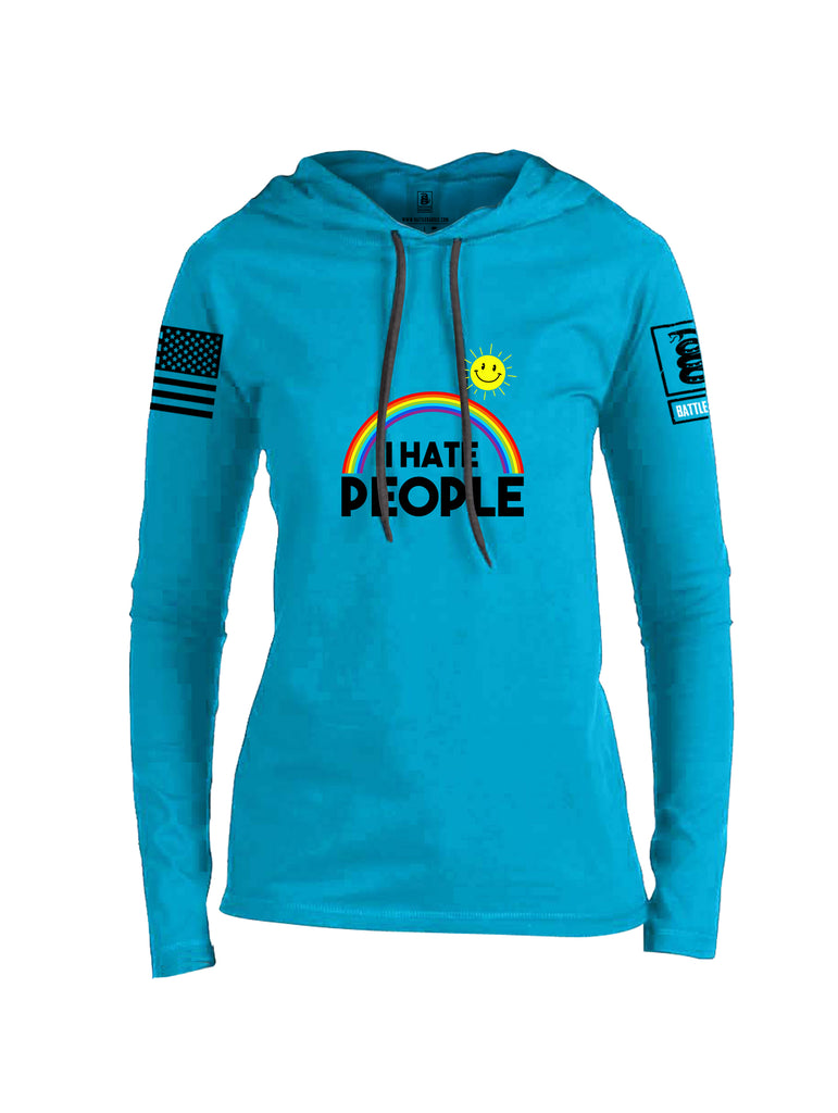 Battleraddle I Hate People {sleeve_color} Sleeves Women Cotton Thin Cotton Lightweight Hoodie