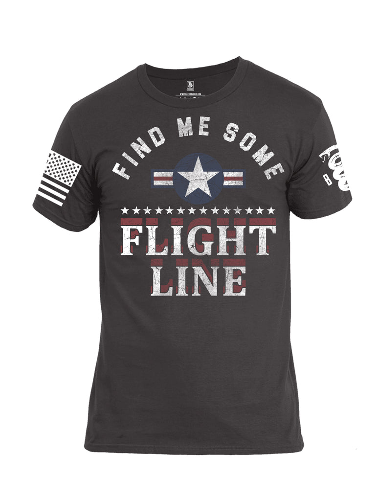 Battleraddle Find Me Some Flight Line White Sleeve Print Mens Cotton Crew Neck T Shirt