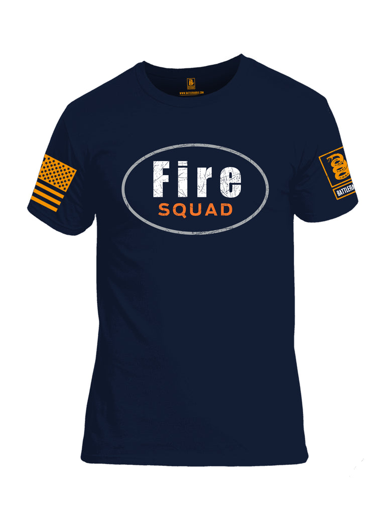 Battleraddle Fire Squad Orange Sleeve Print Mens Cotton  Crew Neck T Shirt