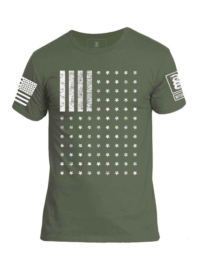 Battleraddle Vertical Four Blocks Flag Mens Crew Neck Cotton T Shirt