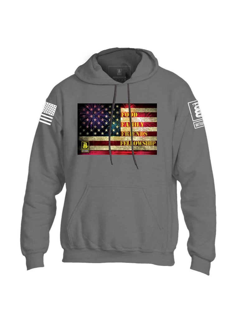 Battleraddle Food Family Friends Fellowship Mens Blended Hoodie With Pockets