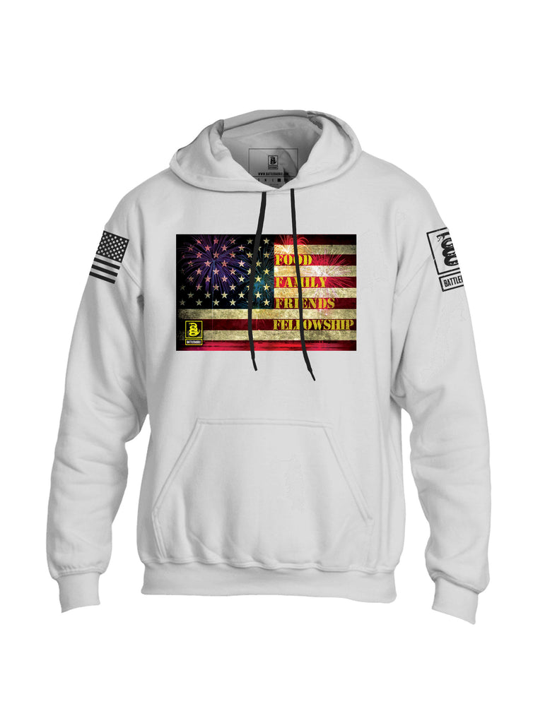 Battleraddle Food Family Friends Fellowship Mens Blended Hoodie With Pockets