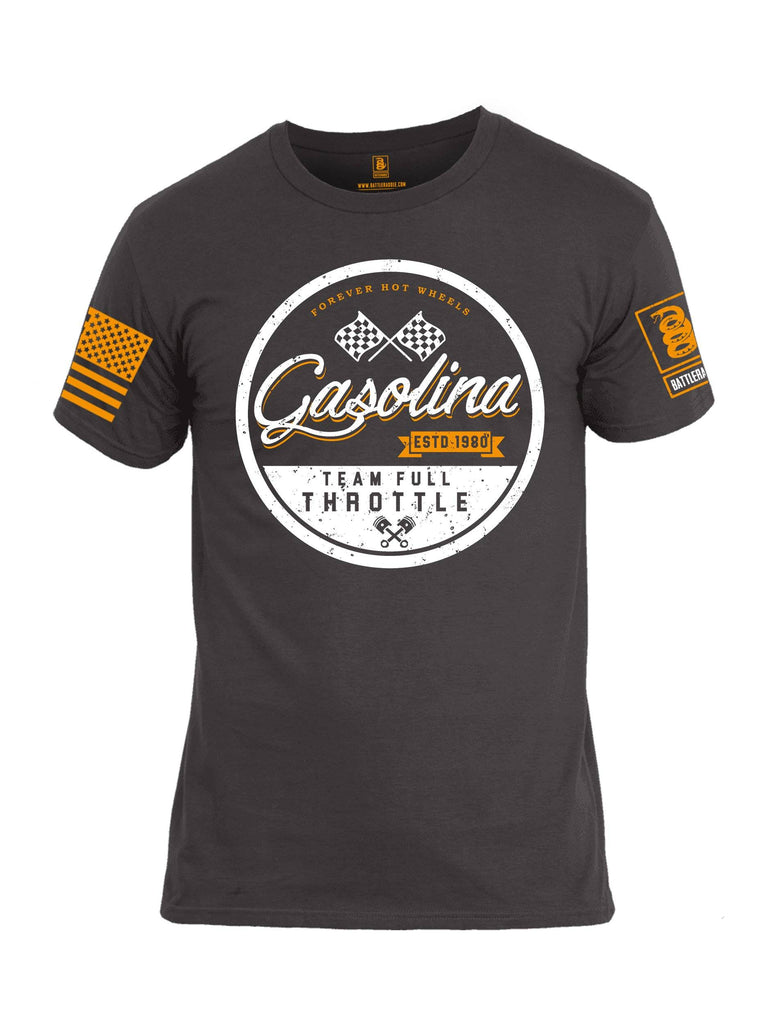 Battleraddle Forever Hot Wheels Gasolina Team Full Throttle Orange Sleeve Print Mens Cotton Crew Neck T Shirt shirt|custom|veterans|Apparel-Mens T Shirt-cotton
