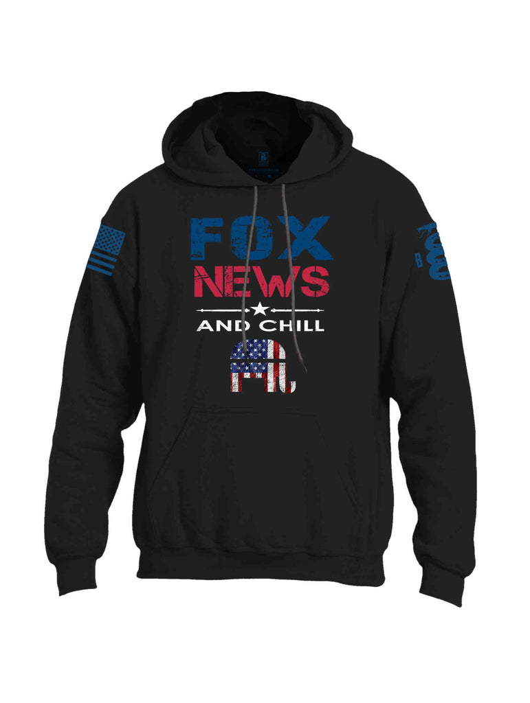 Battleraddle Fox News And Chill Blue Sleeve Print Mens Blended Hoodie With Pockets