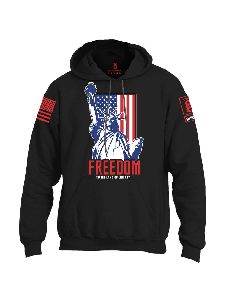 Battleraddle Freedom Sweet Land Of Liberty Red Sleeve Print Mens Blended Hoodie With Pockets shirt|custom|veterans|Apparel-Mens Hoodies-Cotton/Dryfit Blend