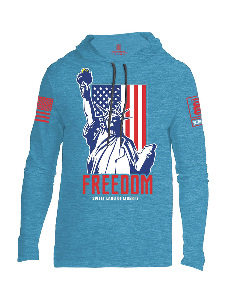Battleraddle Freedom Sweet Land Of Liberty Red Sleeve Print Mens Thin Cotton Lightweight Hoodie shirt|custom|veterans|Apparel-Mens Hoodie-Cotton