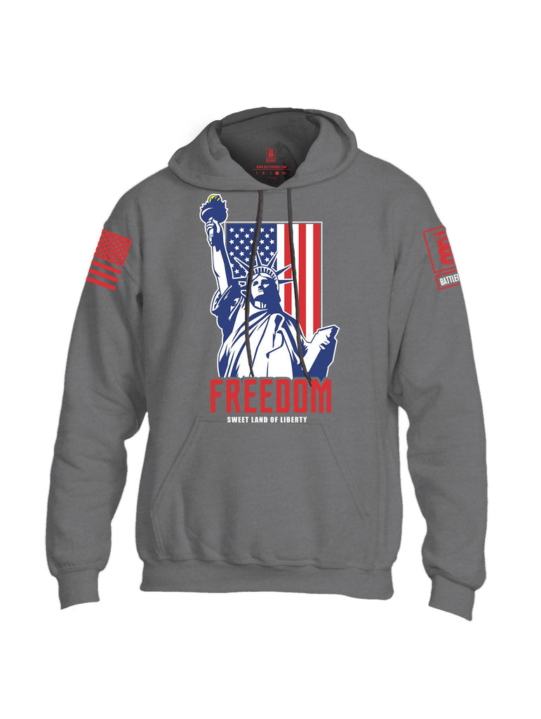 Battleraddle Freedom Sweet Land Of Liberty Red Sleeve Print Mens Blended Hoodie With Pockets shirt|custom|veterans|Apparel-Mens Hoodies-Cotton/Dryfit Blend