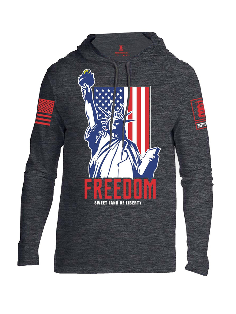 Battleraddle Freedom Sweet Land Of Liberty Red Sleeve Print Mens Thin Cotton Lightweight Hoodie shirt|custom|veterans|Apparel-Mens Hoodie-Cotton