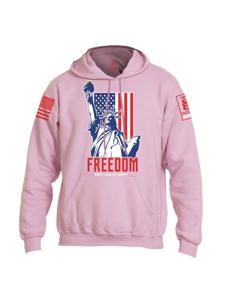 Battleraddle Freedom Sweet Land Of Liberty Red Sleeve Print Mens Blended Hoodie With Pockets shirt|custom|veterans|Apparel-Mens Hoodies-Cotton/Dryfit Blend