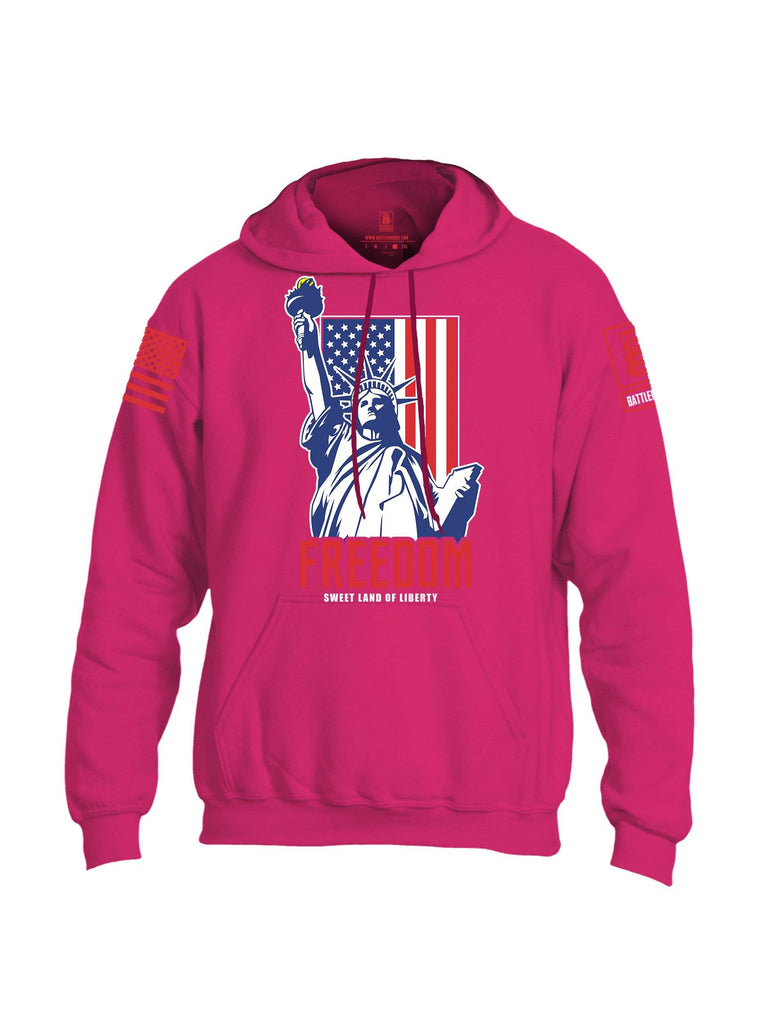 Battleraddle Freedom Sweet Land Of Liberty Red Sleeve Print Mens Blended Hoodie With Pockets shirt|custom|veterans|Apparel-Mens Hoodies-Cotton/Dryfit Blend