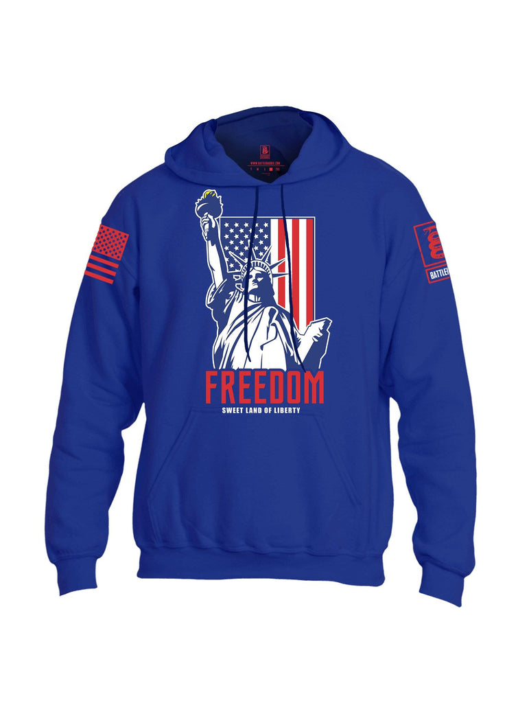 Battleraddle Freedom Sweet Land Of Liberty Red Sleeve Print Mens Blended Hoodie With Pockets shirt|custom|veterans|Apparel-Mens Hoodies-Cotton/Dryfit Blend