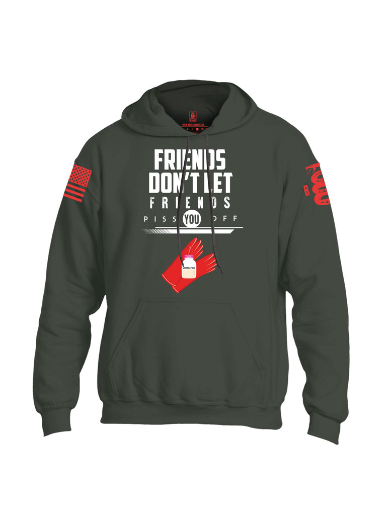 Battleraddle Friends Don't Let Friends Piss You Off Urinalysis Red Sleeve Print Mens Blended Hoodie With Pockets