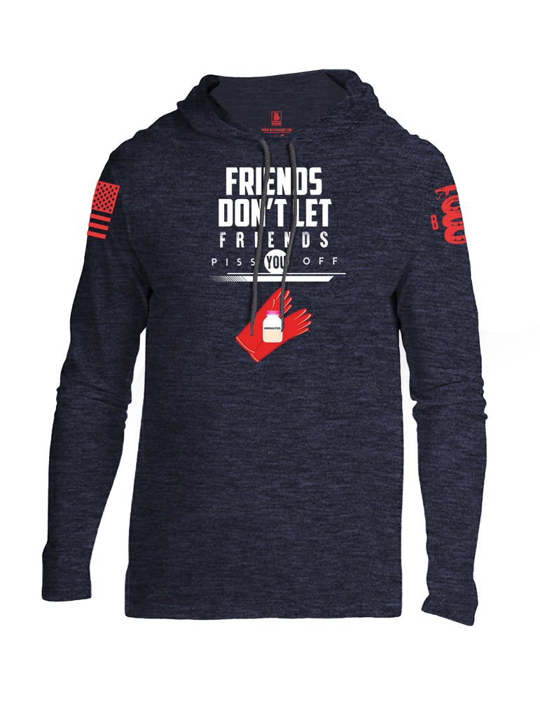 Battleraddle Friends Don't Let Friends Piss You Off Urinalysis Red Sleeve Print Mens Thin Cotton Lightweight Hoodie