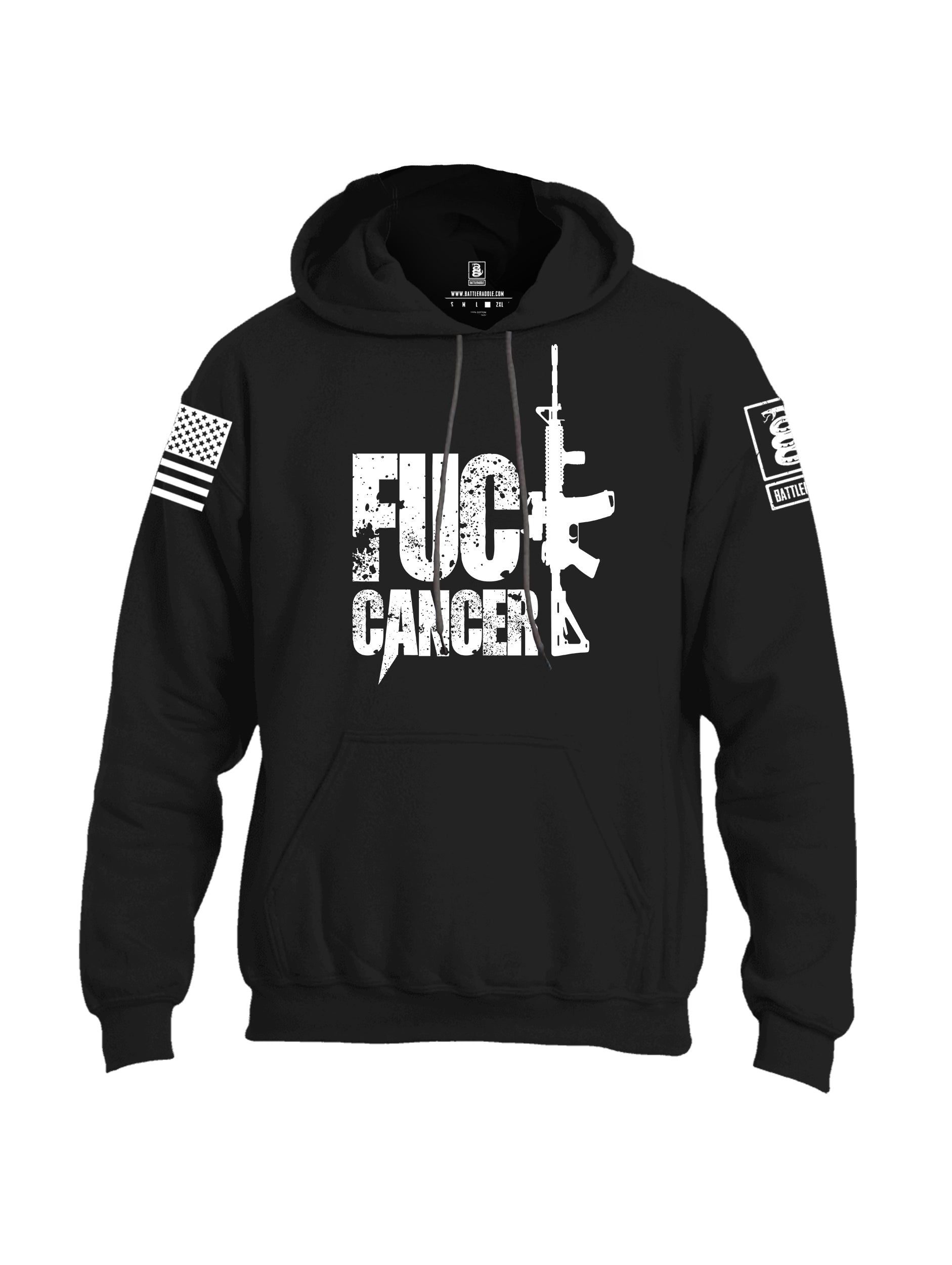 Battleraddle Fuck Cancer White Sleeve Print Mens Blended Hoodie