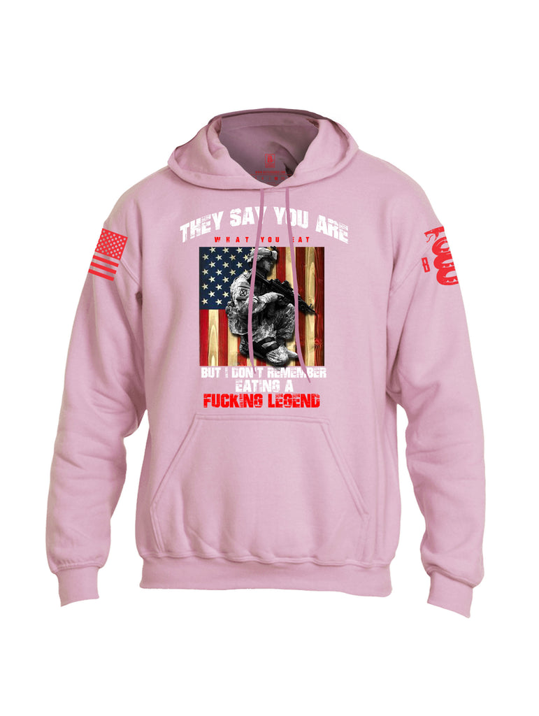 Battleraddle They Say You Are What You Eat But I Don't Remember Eating A Fucking Legend Red Sleeve Print Mens Blended Hoodie With Pockets