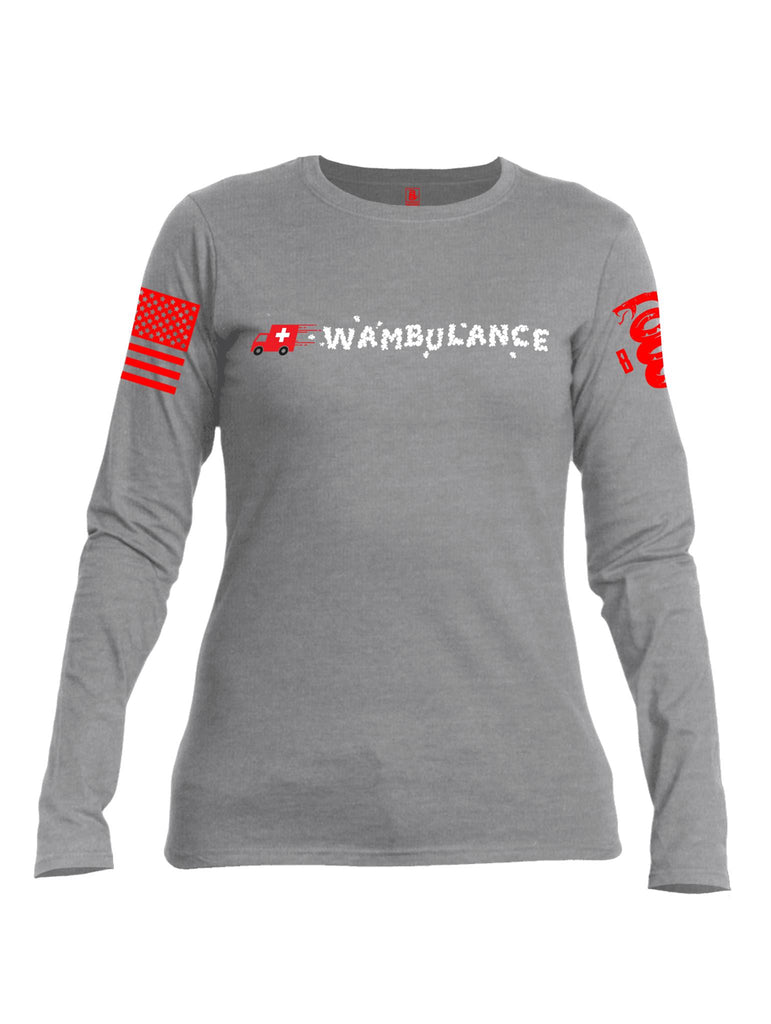 Battleraddle Wambulance Red Sleeve Print Womens Cotton Long Sleeve Crew Neck Sweatshirt