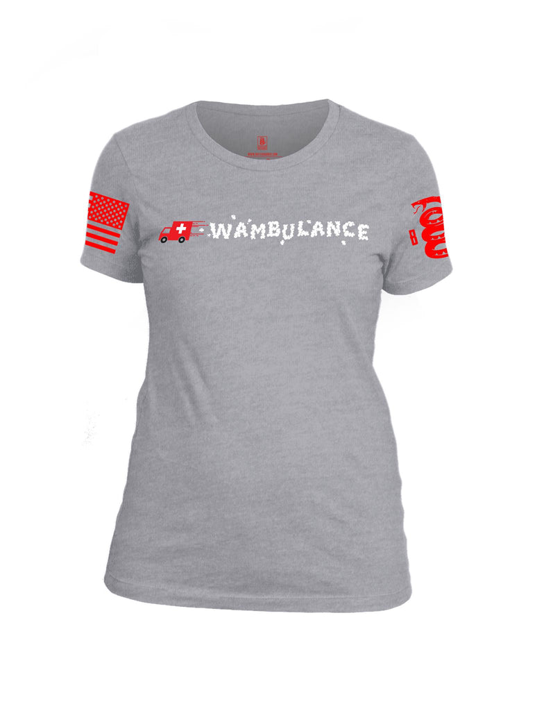 Battleraddle Wambulance Red Sleeve Print Womens Cotton Crew Neck T Shirt