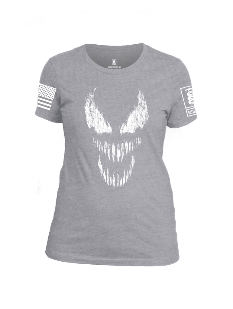 Battleraddle Classic Venomize Villain White Sleeve Print Womens Cotton Crew Neck T Shirt