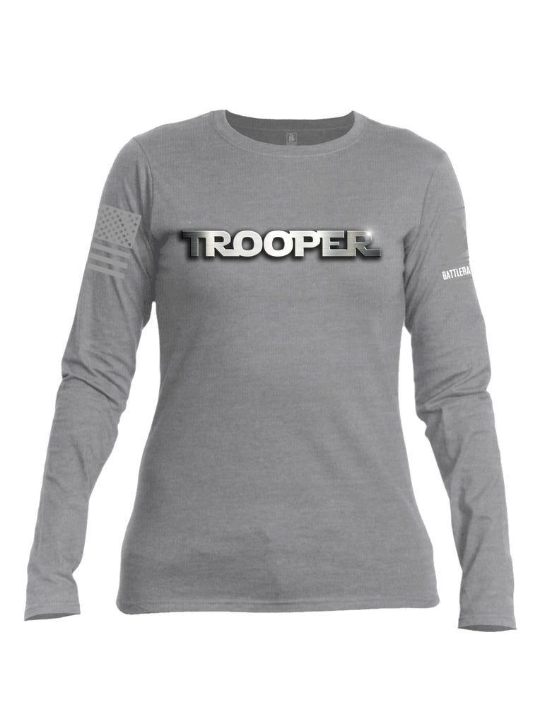 Battleraddle Trooper Grey Sleeve Print Womens Cotton Long Sleeve Crew Neck T Shirt