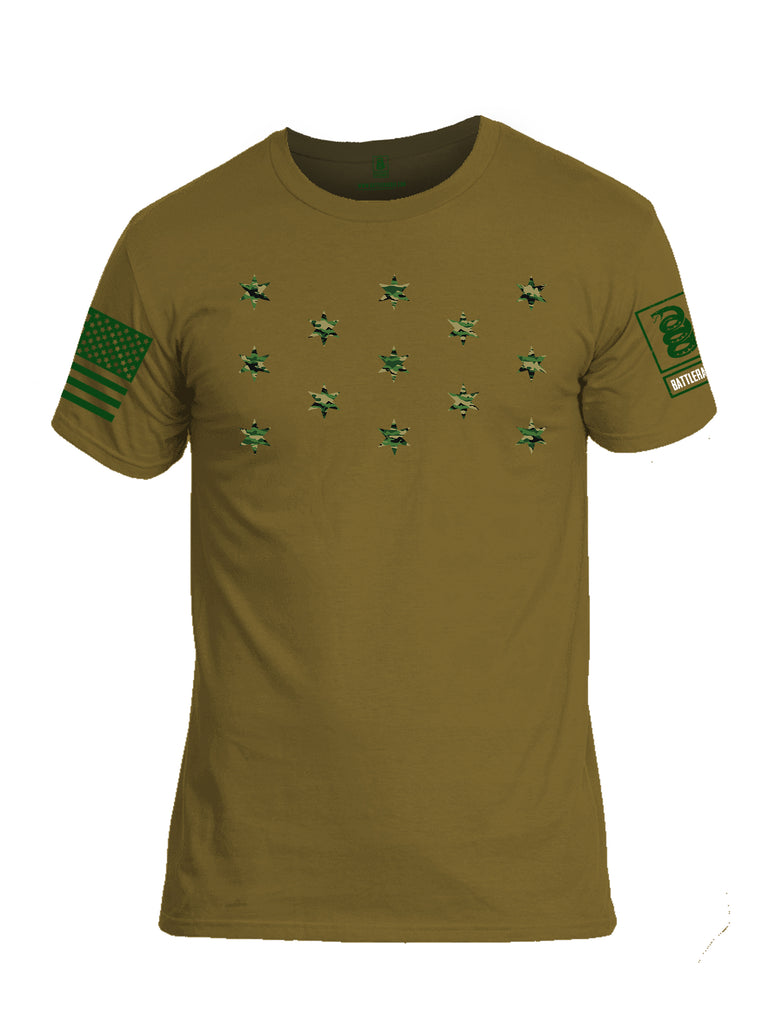 Battleraddle The OG Star Flag Green Sleeve Print Mens Cotton Crew Neck T Shirt