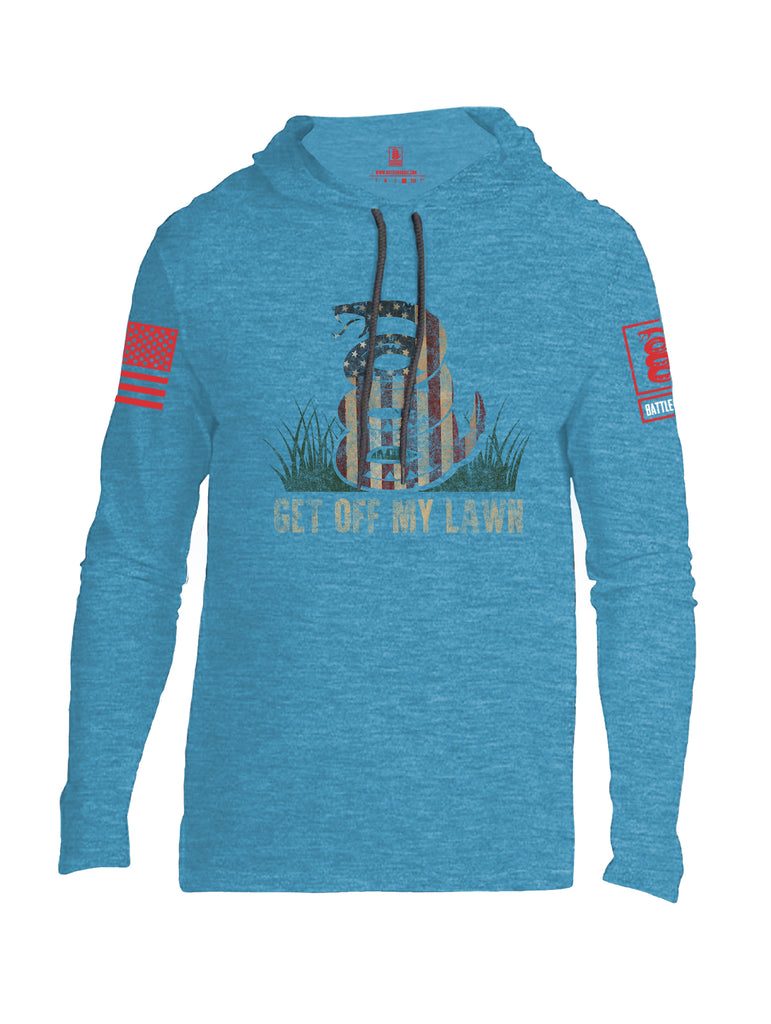 Battleraddle Get Off My Lawn Red Sleeve Print Mens Thin Cotton Lightweight Hoodie