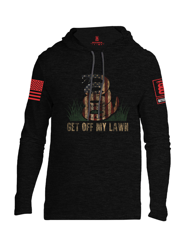 Battleraddle Get Off My Lawn Red Sleeve Print Mens Thin Cotton Lightweight Hoodie
