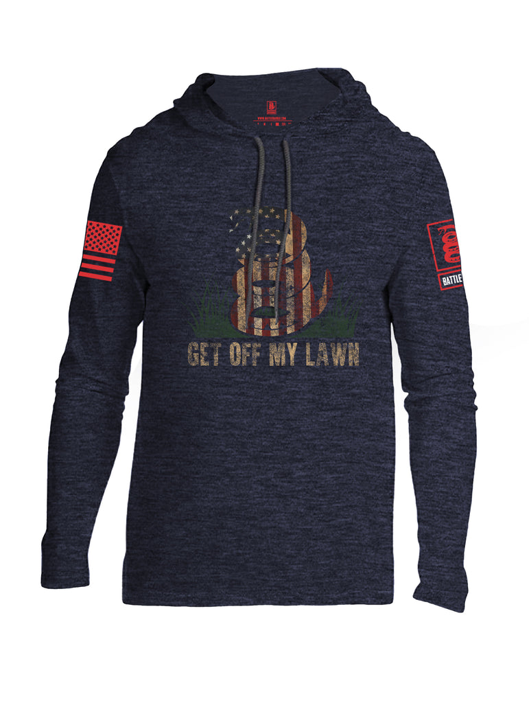 Battleraddle Get Off My Lawn Red Sleeve Print Mens Thin Cotton Lightweight Hoodie