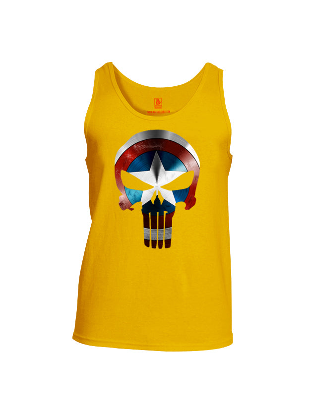 Battleraddle Captain Punisher America Shield Skull V1 Mens Cotton Tank Top - Battleraddle® LLC