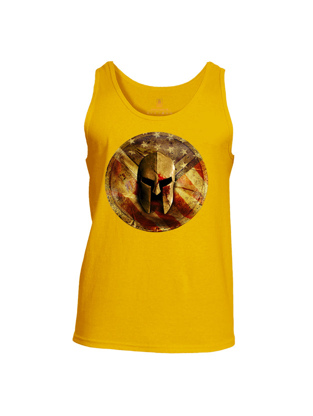 Battleraddle Spartan Helm Gold Mens Cotton Tank Top