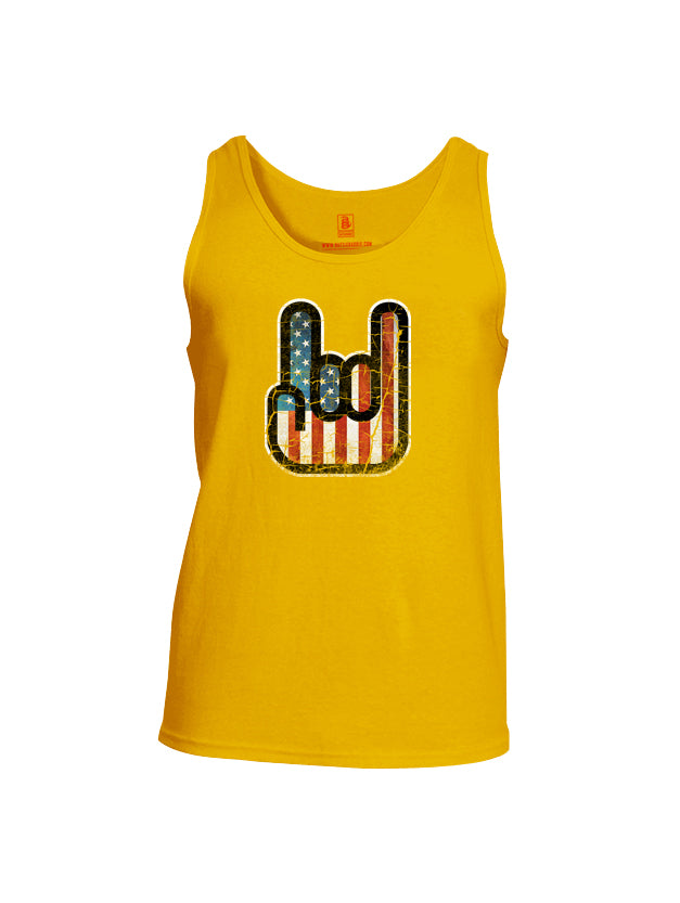 Battleraddle Hand Gesture USA Flag V2 Mens Cotton Tank Top