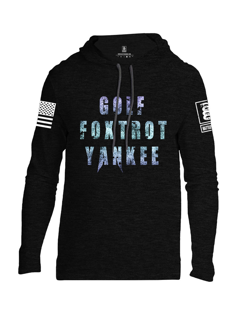 Battleraddle Golf Foxtrot Yankee White Sleeve Print Mens Thin Cotton Lightweight Hoodie