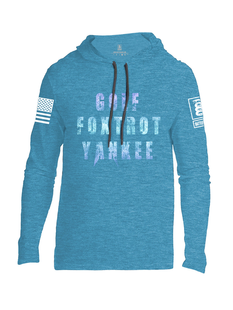 Battleraddle Golf Foxtrot Yankee White Sleeve Print Mens Thin Cotton Lightweight Hoodie