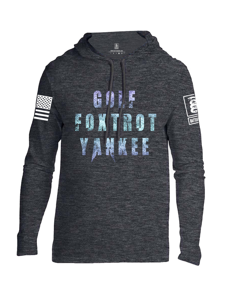 Battleraddle Golf Foxtrot Yankee White Sleeve Print Mens Thin Cotton Lightweight Hoodie