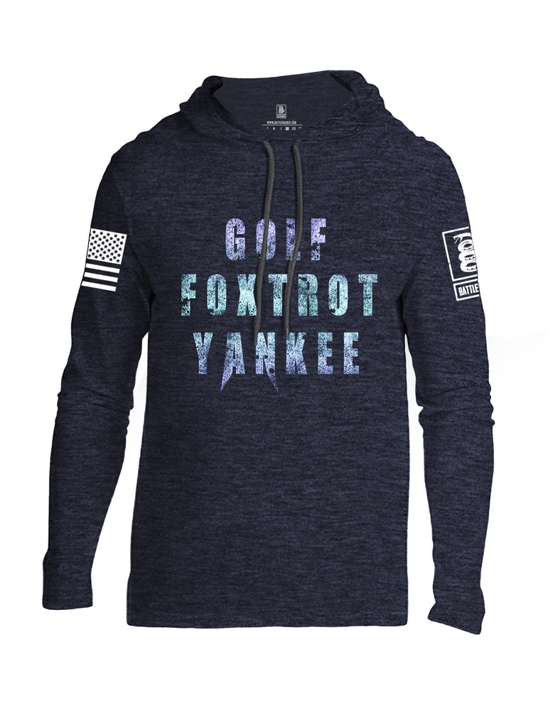 Battleraddle Golf Foxtrot Yankee White Sleeve Print Mens Thin Cotton Lightweight Hoodie