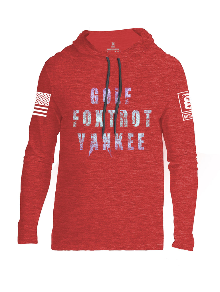 Battleraddle Golf Foxtrot Yankee White Sleeve Print Mens Thin Cotton Lightweight Hoodie
