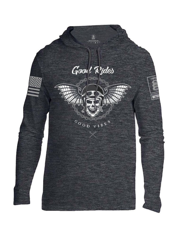 Battleraddle Good Rides Good Vibes Grey Sleeve Print Mens Thin Cotton Lightweight Hoodie shirt|custom|veterans|Apparel-Mens Hoodie-Cotton