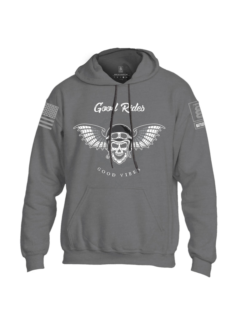 Battleraddle Good Rides Good Vibes Grey Sleeve Print Mens Blended Hoodie With Pockets