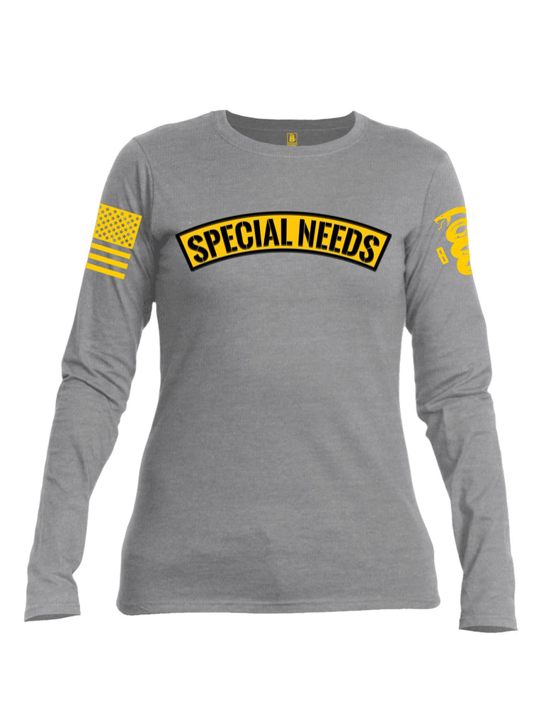 Battleraddle Special Needs Yellow Sleeve Print Womens Cotton Long Sleeve Crew Neck Sweatshirt
