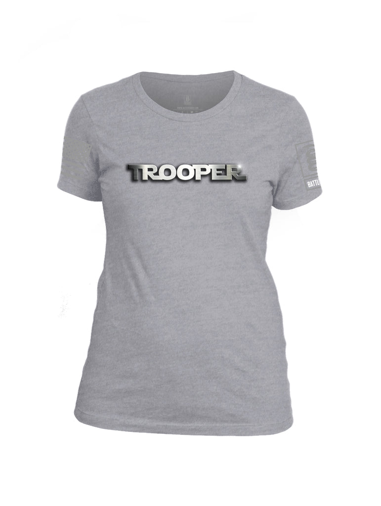 Battleraddle Trooper Grey Sleeve Print Womens Cotton Crew Neck T Shirt