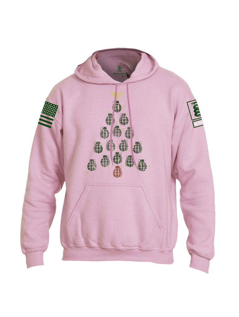 Battleraddle Christmas Greenery Grenade Tree Bomb Green Sleeve Print Mens Blended Hoodie With Pockets