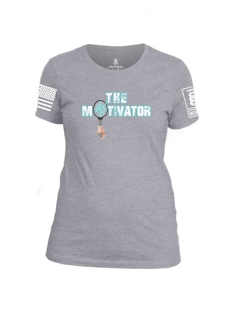 Battleraddle The Motivator White Sleeve Print Womens Cotton Crew Neck T Shirt