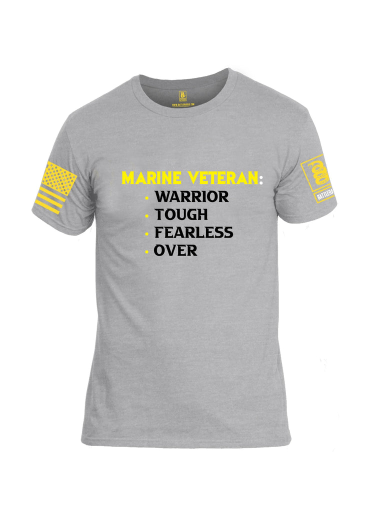 Battleraddle Marine Veteran Warrior Tough Fearless Over Yellow Sleeves Men Cotton Crew Neck T-Shirt