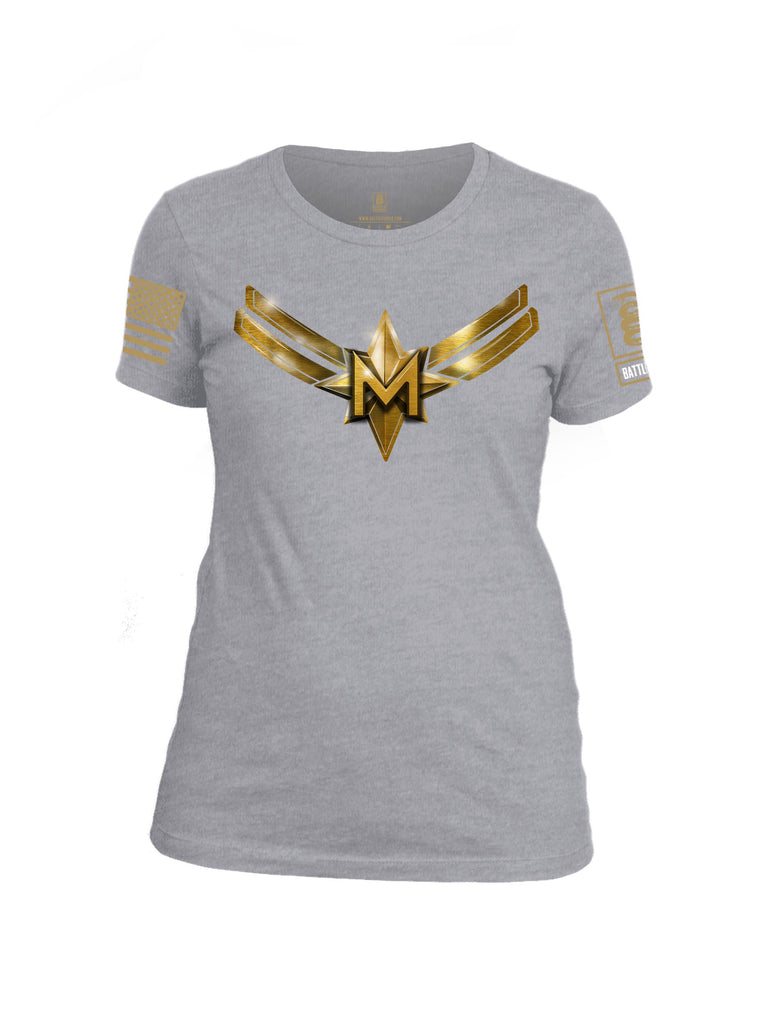 Battleraddle Captain M Brass Sleeve Print Womens Cotton Crew Neck T Shirt