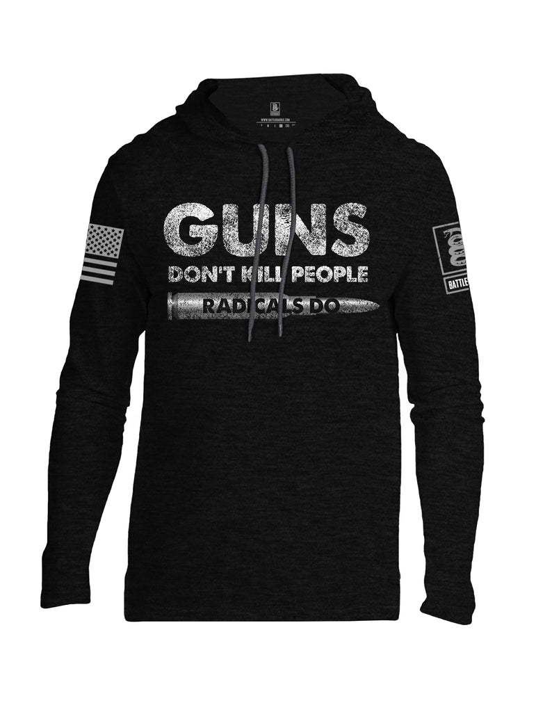 Battleraddle Guns Dont Kill People Radicals Do Grey Sleeve Print Mens Thin Cotton Lightweight Hoodie