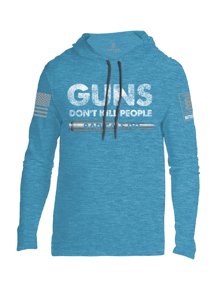 Battleraddle Guns Dont Kill People Radicals Do Grey Sleeve Print Mens Thin Cotton Lightweight Hoodie