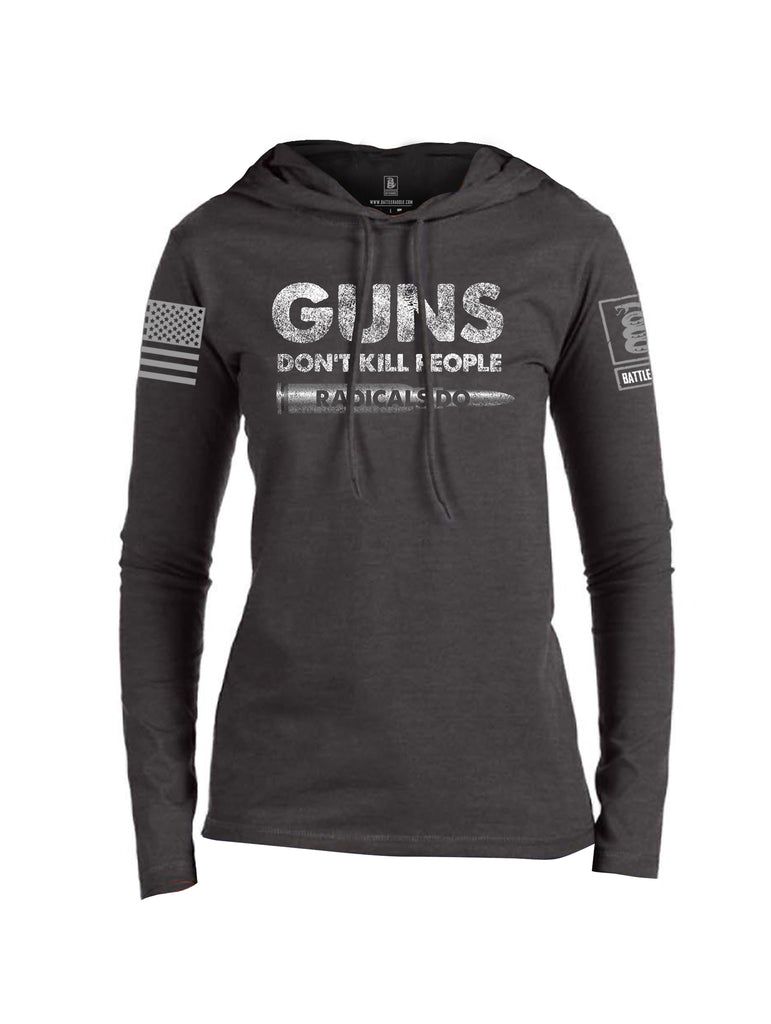 Battleraddle Guns Dont Kill People Radicals Do Red Sleeve Print Womens Thin Cotton Lightweight Hoodie